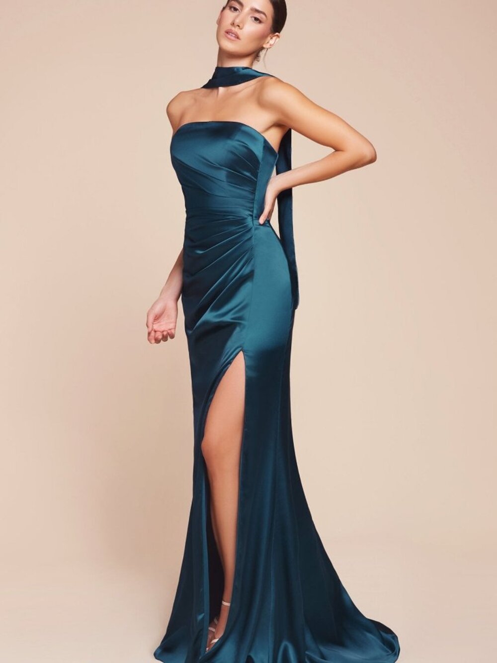 NEW FRENCH NAVY Evening Gown Floor Length Formal Elegant Stunning 7451